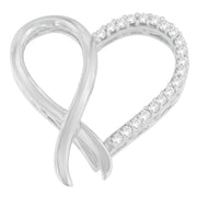 Bids.com .925 Sterling Silver 1/4 cttw Round Cut Diamond Ribbon and Heart Accent Pendant Necklace (H-I, I2-I3) Necklaces White Smoke White.Sterling Silver / 18