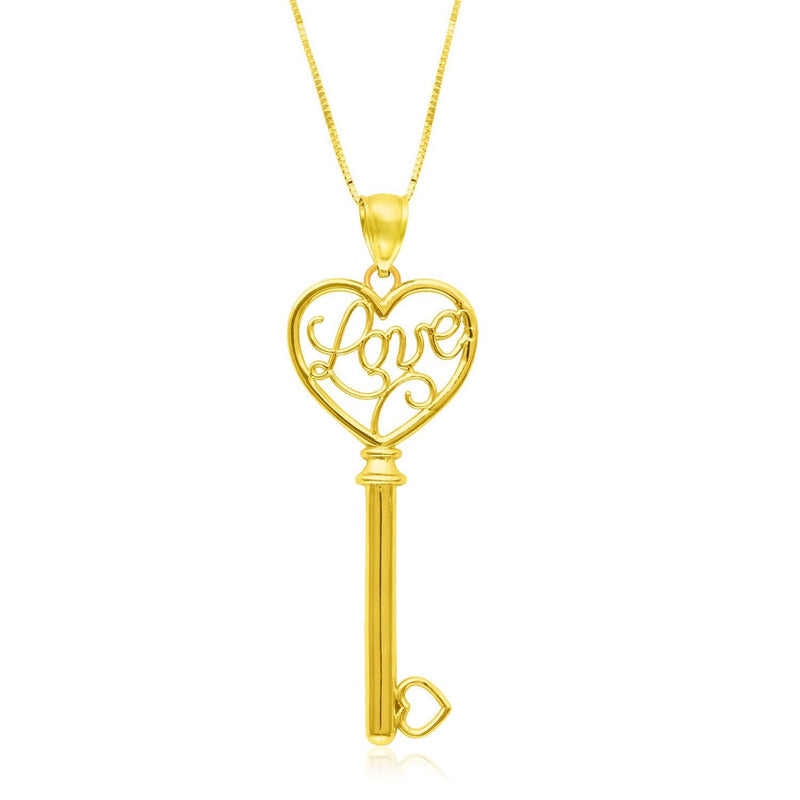 Bids.com 14k Yellow Gold Skeleton Key Style LOVE Pendant Pendants White Smoke Yellow Gold