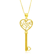 Bids.com 14k Yellow Gold Skeleton Key Style LOVE Pendant Pendants White Smoke Yellow Gold