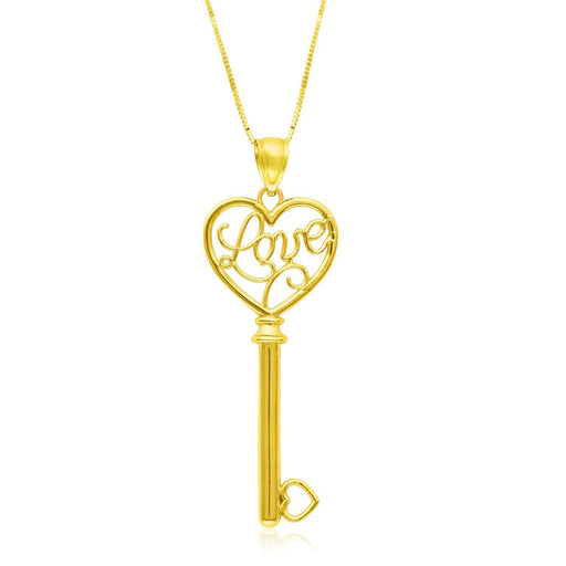 Bids.com 14k Yellow Gold Skeleton Key Style LOVE Pendant Pendants White Smoke Yellow Gold