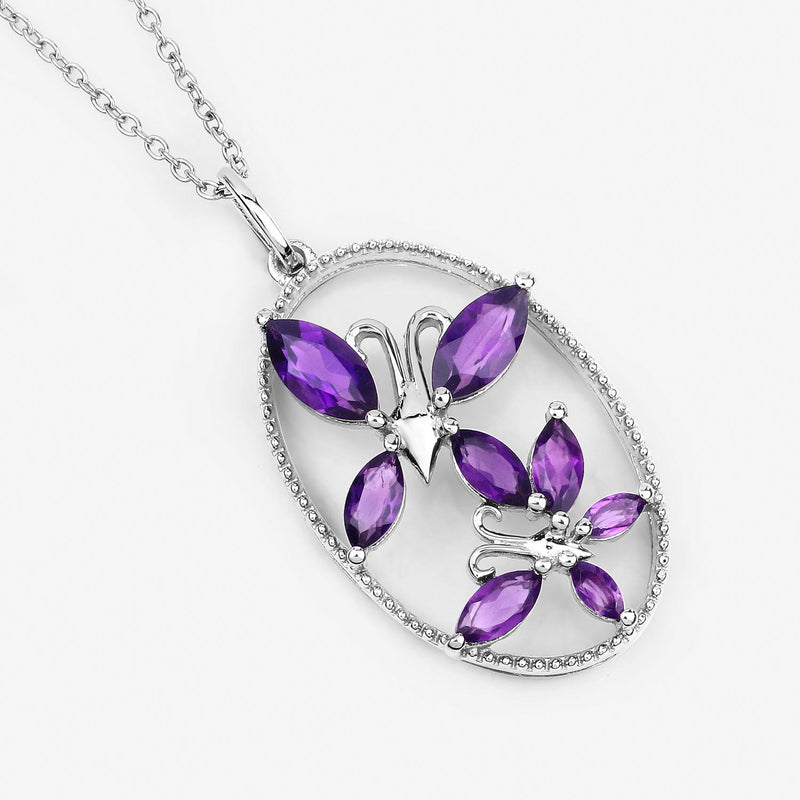 Bids.com 2.12 Carat Genuine Amethyst .925 Sterling Silver Pendant Pendants White Smoke