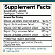 Hippie Farms Premium Immunity, Gut Health, and Brain Cognition Formula - 5 Mushrooms Reserve Blend Vitamins & Supplements White Smoke