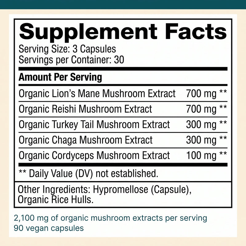 Hippie Farms Premium Immunity, Gut Health, and Brain Cognition Formula - 5 Mushrooms Reserve Blend Vitamins & Supplements White Smoke
