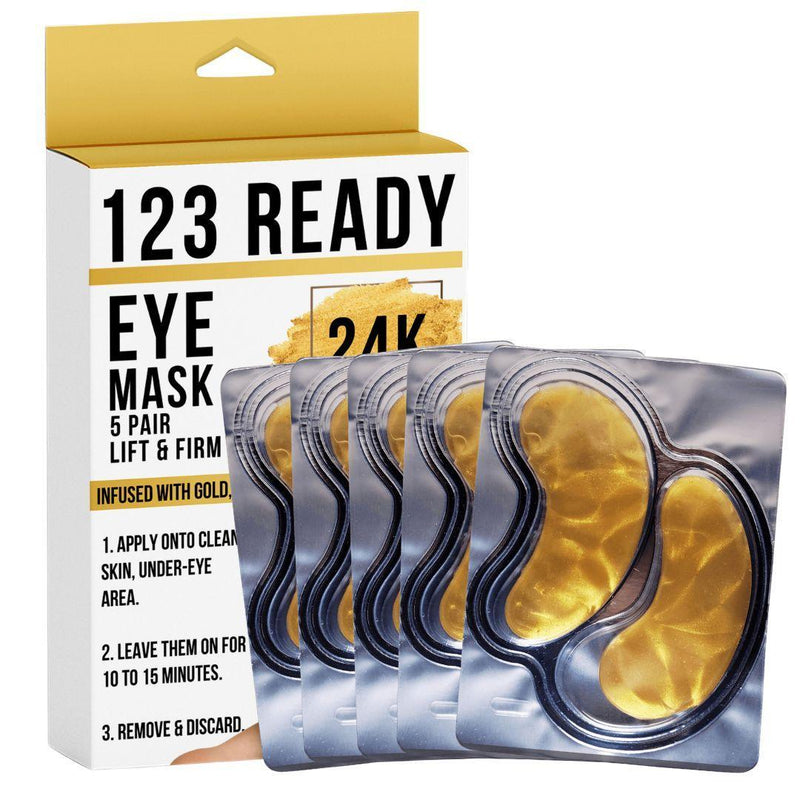 ZAQ Skin & Body 123 Ready 24K GOLD LIFT & FIRM GEL EYE PATCHES Light Gray 5 Pair