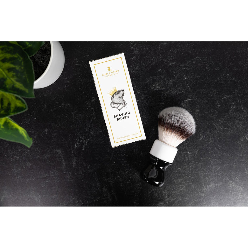 Noble Otter Synthetic Shave Brush - Black/White - 26MM Shaving Brush Black