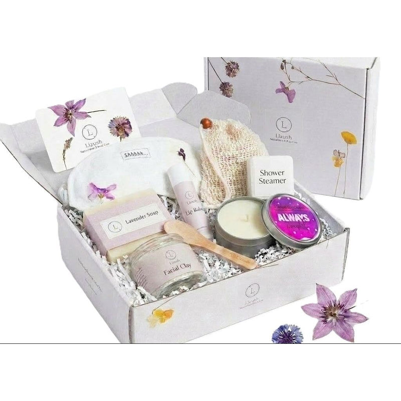 Lizush Lavender bath and body set, Natural skincare appreciation gift box Gift set for Her White Smoke No,Yes