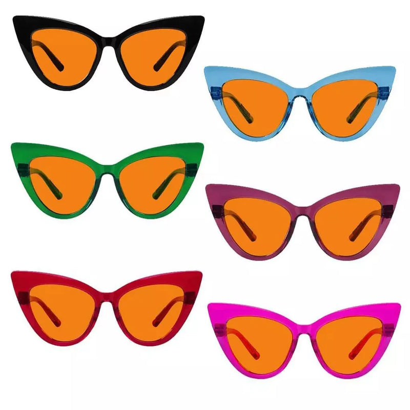 eyekeeper.com 6 Pack 100% Blue Blocking Cat-eye Orange Glasses for Sleep Metalless R2318-B98 Eyeglasses White Smoke 6 Pairs Mix / without magnification