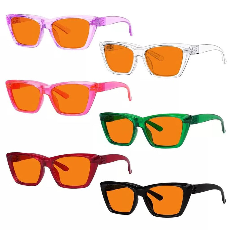 eyekeeper.com 6 Pack 100% Blue Blocking Glasses Orange Lens Metalless Screwless Cat-eye R2514-B98 Eyeglasses White Smoke 6 Pairs Mix / without magnification