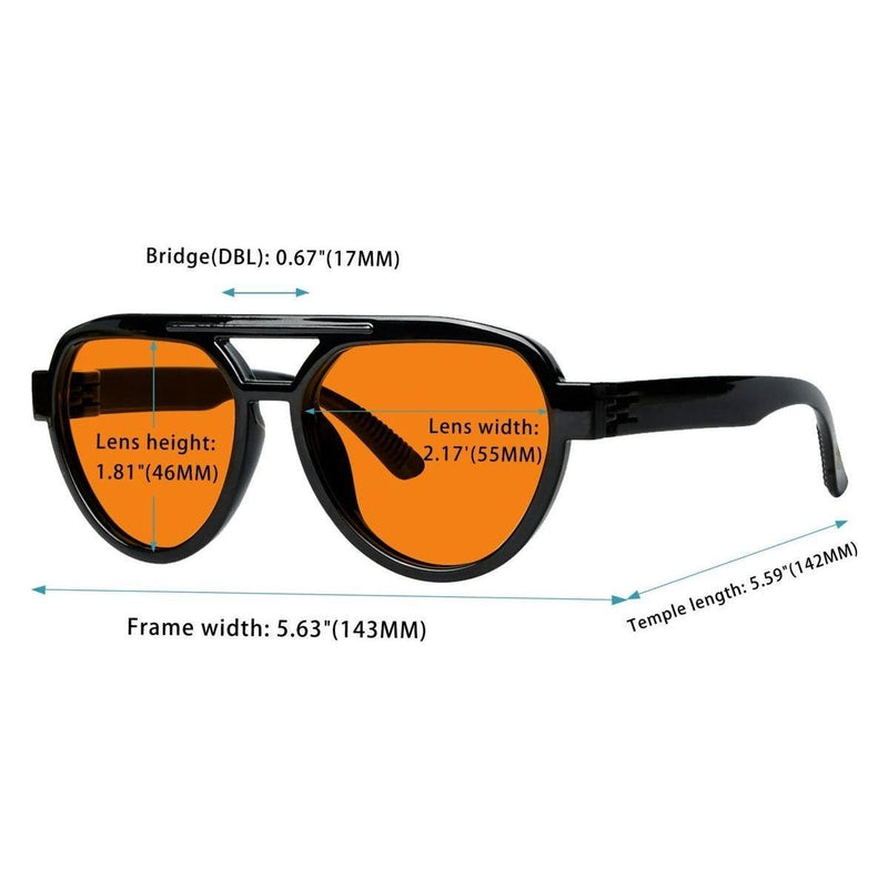 eyekeeper.com 6 Pack 100% Blue Blocking Glasses Orange Lens Metalless Screwless Pilot R2312-B98 Eyeglasses Black 6 Pairs Mix / without magnification