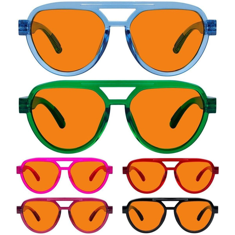 eyekeeper.com 6 Pack 100% Blue Blocking Glasses Orange Lens Metalless Screwless Pilot R2312-B98 Eyeglasses Dark Slate Gray 6 Pairs Mix / without magnification
