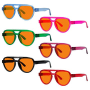 eyekeeper.com 6 Pack 100% Blue Blocking Glasses Orange Lens Metalless Screwless Pilot R2312-B98 Eyeglasses Dark Slate Gray 6 Pairs Mix / without magnification