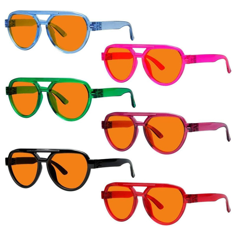 eyekeeper.com 6 Pack 100% Blue Blocking Glasses Orange Lens Metalless Screwless Pilot R2312-B98 Eyeglasses Dark Slate Gray 6 Pairs Mix / without magnification