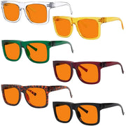 eyekeeper.com 6 Pack 100% Blue Blocking Orange Glasses Nighttime Metalless Screwless Eyewear R2316-B98 Eyeglasses White Smoke 6 Pairs Mix / without magnification