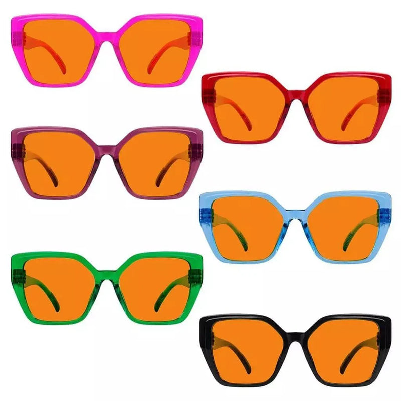 eyekeeper.com 6 Pack 100% Blue Blocking Orange Lens Metalless Screwless Nighttime Glasses R2314-B98 Eyeglasses White Smoke 6 Pairs Mix / without magnification