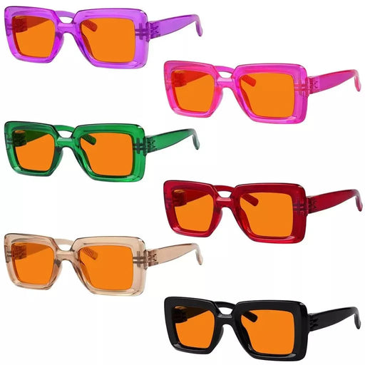 eyekeeper.com 6 Pack 100% Blue Light Blocking Orange Glasses Metalless Screwless NR2101-B98 Eyeglasses White Smoke 6 Pairs Mix / without magnification