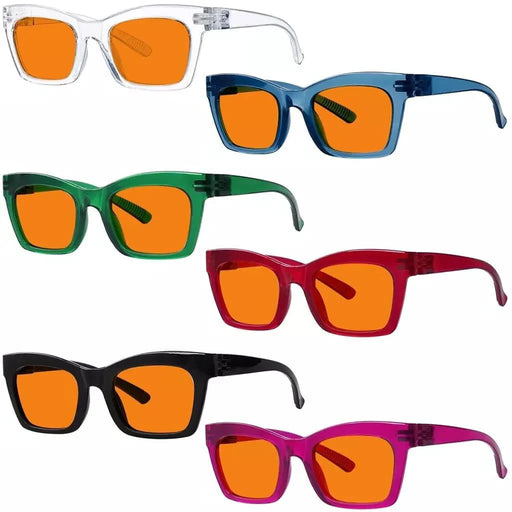 eyekeeper.com 6 Pack 100% Blue Light Blocking Orange Glasses Metalless Screwless R2308-B98 Eyeglasses White Smoke 6 Pairs Mix / without magnification