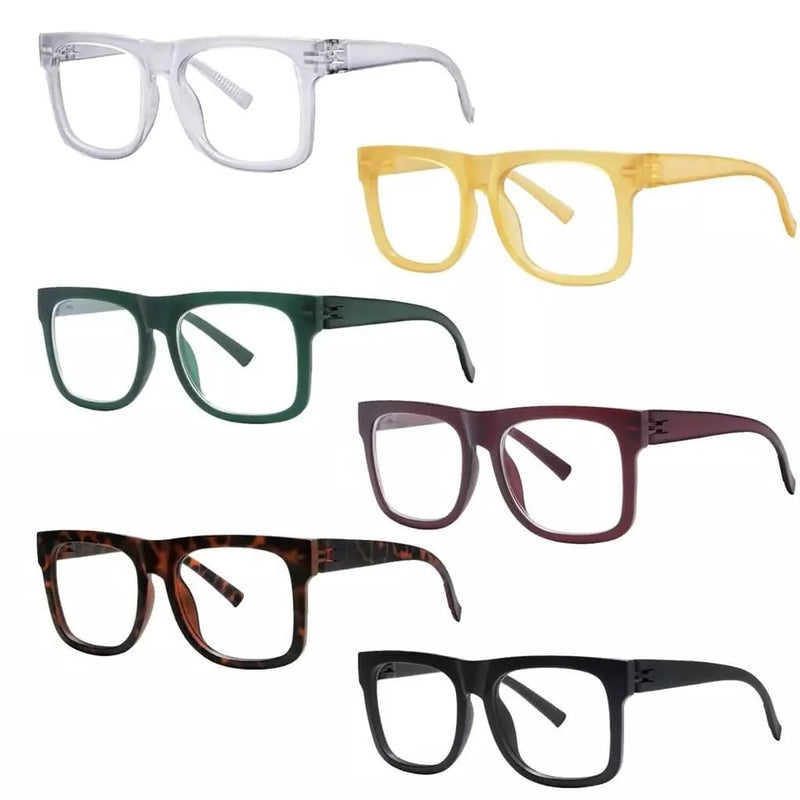 eyekeeper.com 6 Pack 30% Blue Light Blocking Large Frame Metalless Screwless Glasses R2316-B15 Eyeglasses White Smoke 6 Pairs Mix / without magnification