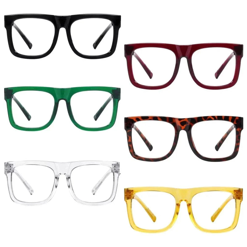 eyekeeper.com 6 Pack 30% Blue Light Blocking Large Frame Metalless Screwless Glasses R2316-B15 Eyeglasses White Smoke 6 Pairs Mix / without magnification