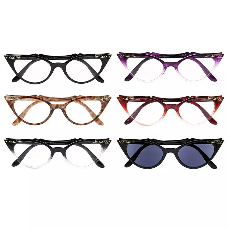 eyekeeper.com 6 Pack Cat-eye Reading Glasses Include Sunshine Readers R914 Eyeglasses White Smoke 6 Pairs Mix / without magnification,6 Pairs Mix / +0.50,6 Pairs Mix / +0.75,6 Pairs Mix / +1.00,6 Pairs Mix / +1.25,6 Pairs Mix / +1.50,6 Pairs Mix / +1.75,6 Pairs Mix / +2.00,6 Pairs Mix / +2.25,6 Pairs Mix / +2.50,6 Pairs Mix / +2.75,6 Pairs Mix / +3.00