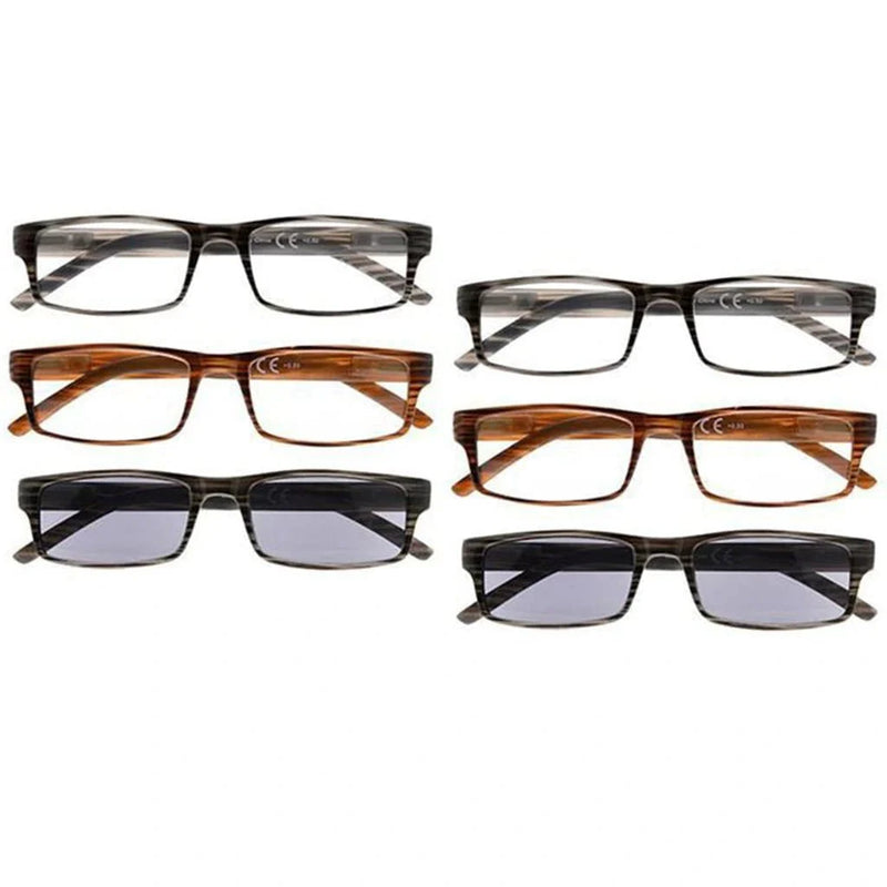 eyekeeper.com 6 Pack Fashionable Rectangle Striped Reading Glasses R026 Eyeglasses White Smoke 6 Pairs Mix / +0.50,6 Pairs Mix / +0.75,6 Pairs Mix / +1.00,6 Pairs Mix / +1.25,6 Pairs Mix / +1.50,6 Pairs Mix / +1.75,6 Pairs Mix / +2.00,6 Pairs Mix / +2.25,6 Pairs Mix / +2.50,6 Pairs Mix / +2.75,6 Pairs Mix / +3.00,6 Pairs Mix / +3.50,6 Pairs Mix / +