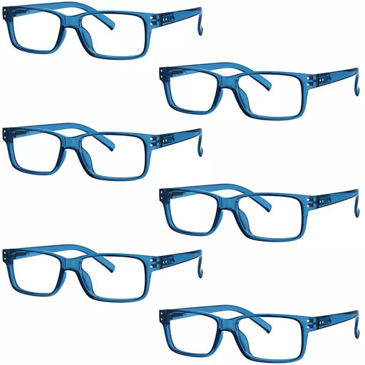 eyekeeper.com 6 Pack Reading Glasses Rectangle Readers 3-R032 Eyeglasses White Smoke Blue-6pcs / without magnification,Blue-6pcs / +0.25,Blue-6pcs / +0.50,Blue-6pcs / +0.75,Blue-6pcs / +1.00,Blue-6pcs / +1.25,Blue-6pcs / +1.50,Blue-6pcs / +1.75,Blue-6pcs / +2.00,Blue-6pcs / +2.25,Blue-6pcs / +2.50,Blue-6pcs / +2.75,Blue-6pcs / +3.00,Blue-