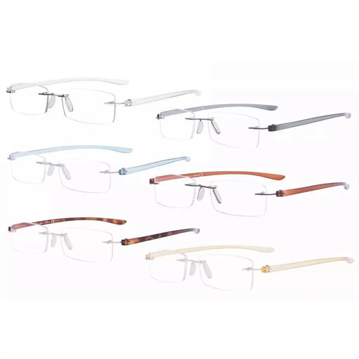 eyekeeper.com 6 Pack Small Classic Rectangle Reading Glasses Rimless Readers R14001 Eyeglasses White Smoke 6 Pairs Mix / +0.50,6 Pairs Mix / +0.75,6 Pairs Mix / +1.00,6 Pairs Mix / +1.25,6 Pairs Mix / +1.50,6 Pairs Mix / +1.75,6 Pairs Mix / +2.00,6 Pairs Mix / +2.25,6 Pairs Mix / +2.50,6 Pairs Mix / +2.75,6 Pairs Mix / +3.00,6 Pairs Mix / +3.50,6 Pairs Mix / +