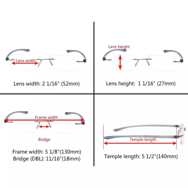 eyekeeper.com 6 Pack Small Classic Rectangle Reading Glasses Rimless Readers R14001 Eyeglasses White Smoke 6 Pairs Mix / +0.50,6 Pairs Mix / +0.75,6 Pairs Mix / +1.00,6 Pairs Mix / +1.25,6 Pairs Mix / +1.50,6 Pairs Mix / +1.75,6 Pairs Mix / +2.00,6 Pairs Mix / +2.25,6 Pairs Mix / +2.50,6 Pairs Mix / +2.75,6 Pairs Mix / +3.00,6 Pairs Mix / +3.50,6 Pairs Mix / +