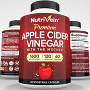 Nutrivein Nutrivein Premium Apple Cider Vinegar Supplements with Mother - 1600 mg - 120 Capsules 9B-W5LZ-LO3O Light Steel Blue