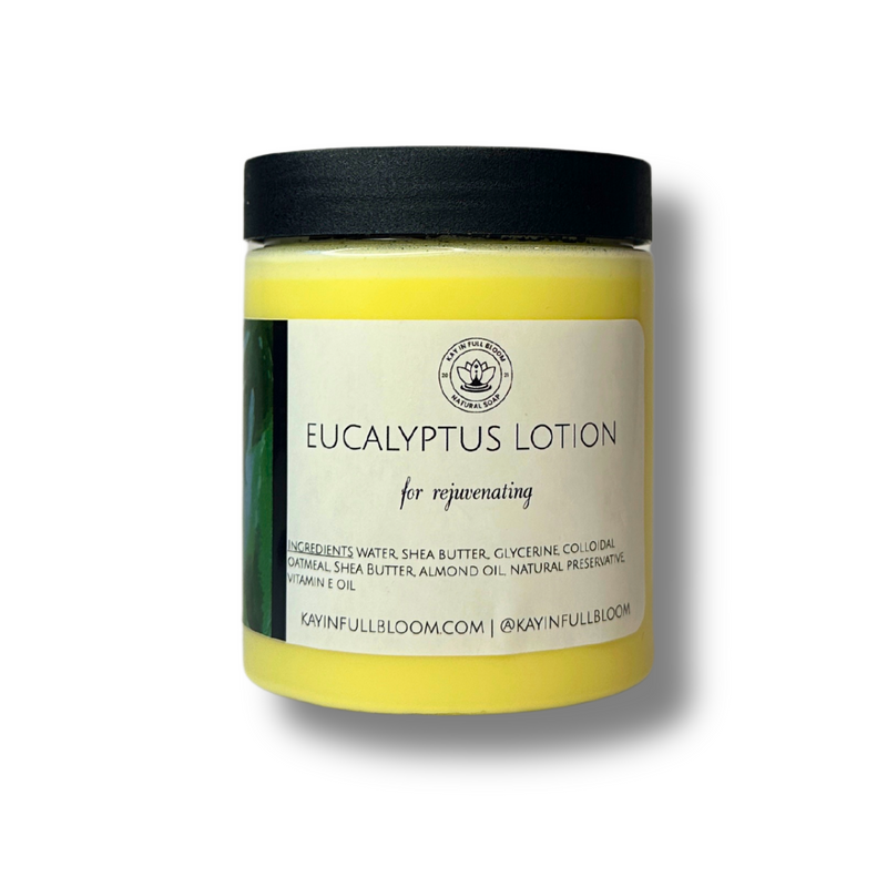 Kay in Full Bloom Refreshing Eucalyptus Oatmeal Body Lotion Tan Jar