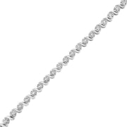 Bids.com .925 Sterling Silver 1.0 Cttw Diamond Spiral Wave Curved-Link 7" Tennis Bracelet (I-J Color, I3 Clarity) Bracelets White Smoke White.Sterling Silver / 7