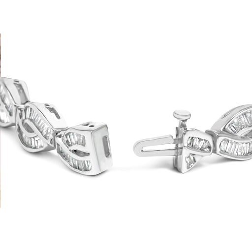 Bids.com 14K White Gold 2.00 Cttw Channel Set Baguette Diamond Vintage Style Link Bracelet (G-H Color, SI1-SI2 Clarity) - 7.25" Bracelets White Smoke White.Gold / 7.25