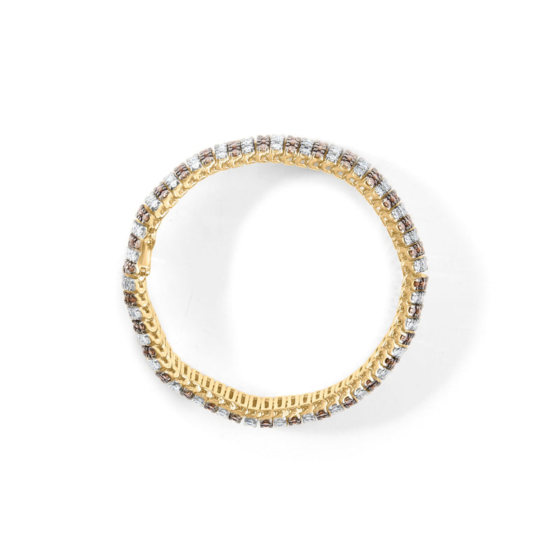 Bids.com 10K Yellow Gold 10-1/3 Cttw Alternating Coco Color and White Diamond 5 Row Tennis Bracelet (Brown/H-I Color, SI1-SI2 Clarity) - Size 7.25 Bracelets White Smoke Yellow.Gold / 7.25