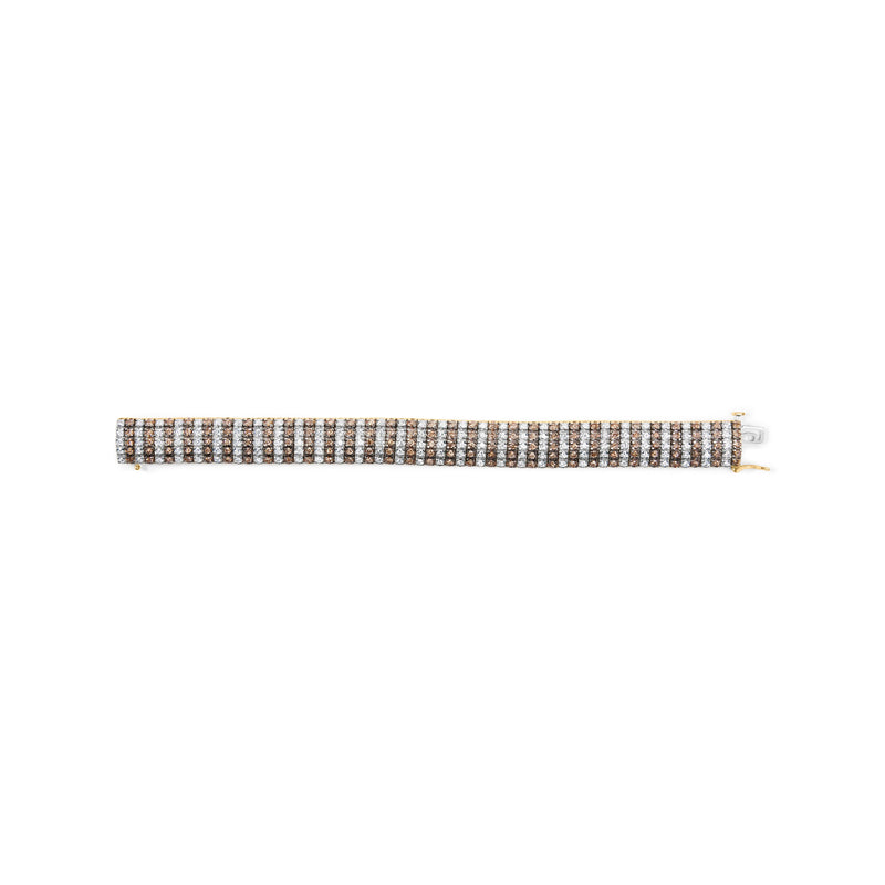 Bids.com 10K Yellow Gold 10-1/3 Cttw Alternating Coco Color and White Diamond 5 Row Tennis Bracelet (Brown/H-I Color, SI1-SI2 Clarity) - Size 7.25 Bracelets Rosy Brown Yellow.Gold / 7.25