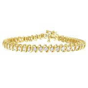 Bids.com 14K Yellow Gold Round Cut Diamond Spiral Link Bracelet (3.00 cttw, H-I Color, SI2-I1 Clarity) Bracelets White Smoke Yellow.Gold / 7