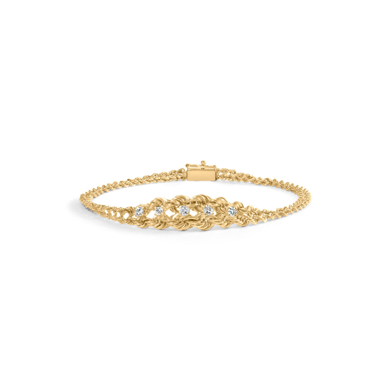 Bids.com 10K Yellow Gold 1/4 Cttw Round-Cut Diamond Basket Weave Rope Chain Style 7" Bracelet (H-I Color, I1-I2 Clarity) Bracelets White Smoke Yellow.Gold / 7