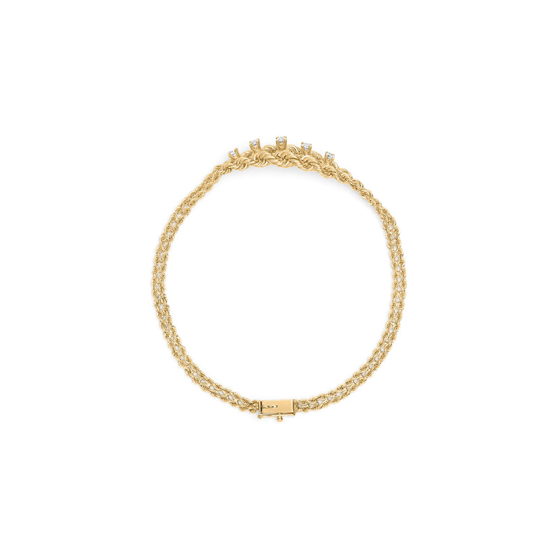 Bids.com 10K Yellow Gold 1/4 Cttw Round-Cut Diamond Basket Weave Rope Chain Style 7" Bracelet (H-I Color, I1-I2 Clarity) Bracelets White Smoke Yellow.Gold / 7