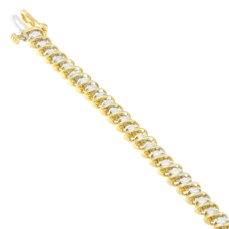 Bids.com 18K Yellow Gold Round Cut Diamond Spiral Link Bracelet (2.00 cttw, I-J Color, I1-I2 Clarity) Bracelets White Smoke Yellow.Gold / 7