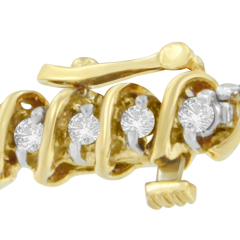 Bids.com 18K Yellow Gold Round Cut Diamond Spiral Link Bracelet (2.00 cttw, I-J Color, I1-I2 Clarity) Bracelets White Smoke Yellow.Gold / 7