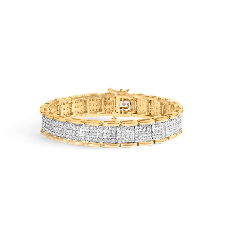 Bids.com 10K Yellow Gold 5.00 Cttw Round-Cut Diamond Link 7" Bracelet (J-K Color, I1-I2 Clarity) Bracelets White Smoke Yellow.Gold / 7