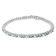 Bids.com 14K White Gold 4 5/8 Cttw Alternating White and Blue Diamond Martini Set Tennis Bracelet (H-I Color, I1-I2 Clarity) - 7" Inches Bracelets White Smoke White.Gold / 7