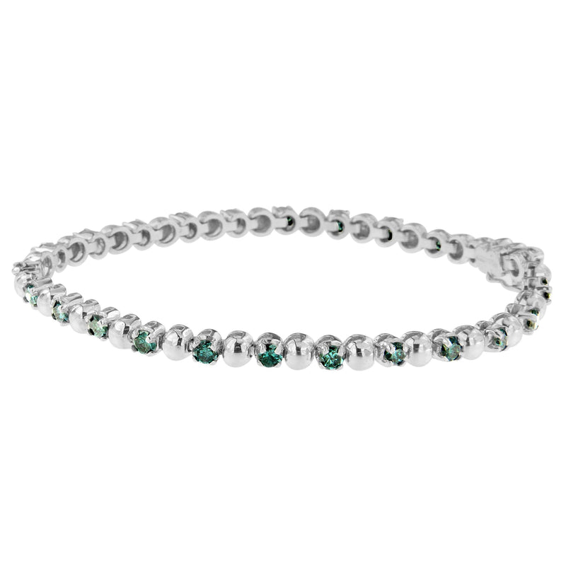 Bids.com 14K White Gold Round-Cut Blue Diamonds Bracelet (3.00 cttw, Blue Color, Clarity) Bracelets White Smoke White.Gold / 7