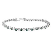 Bids.com 14K White Gold Round-Cut Blue Diamonds Bracelet (3.00 cttw, Blue Color, Clarity) Bracelets White Smoke White.Gold / 7