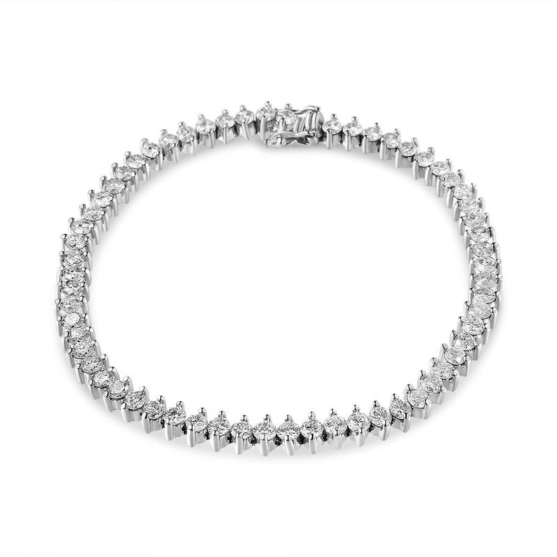 Bids.com 14K White Gold 5 1/2 Cttw Round Diamond 2-Prong Tennis Bracelet (H-I Color, SI2-I1 Clarity) - 7" Bracelets White Smoke White.Gold / 7