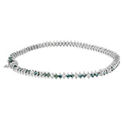 Bids.com 14K White Gold Round-Cut white and Blue Diamond Fashion Bracelet (3.70 cttw, H-I Color, SI1-SI2 Clarity) Bracelets White Smoke White.Gold / 7