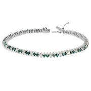 Bids.com 14K White Gold Round-Cut white and Blue Diamond Fashion Bracelet (3.70 cttw, H-I Color, SI1-SI2 Clarity) Bracelets White Smoke White.Gold / 7