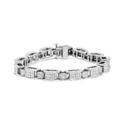 Bids.com 14K White Gold 5.0 Cttw Princess Cut Diamond Invisible Set Alternating Size D Shaped Links Tennis Bracelet (H-I Color, SI2-I1 Clarity) - 7â€ Bracelets White Smoke White.Gold / 7