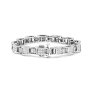 Bids.com 14K White Gold 5.0 Cttw Princess Cut Diamond Invisible Set Alternating Size D Shaped Links Tennis Bracelet (H-I Color, SI2-I1 Clarity) - 7â€ Bracelets White Smoke White.Gold / 7