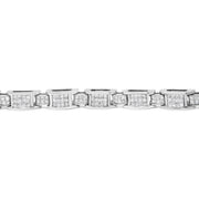 Bids.com 14K White Gold 5.0 Cttw Princess Cut Diamond Invisible Set Alternating Size D Shaped Links Tennis Bracelet (H-I Color, SI2-I1 Clarity) - 7â€ Bracelets Gray White.Gold / 7