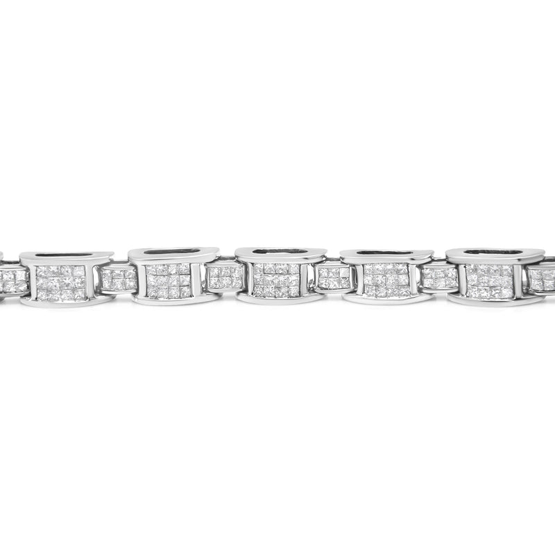 Bids.com 14K White Gold 5.0 Cttw Princess Cut Diamond Invisible Set Alternating Size D Shaped Links Tennis Bracelet (H-I Color, SI2-I1 Clarity) - 7â€ Bracelets Gray White.Gold / 7