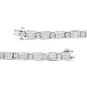 Bids.com 14K White Gold 5.0 Cttw Princess Cut Diamond Invisible Set Alternating Size D Shaped Links Tennis Bracelet (H-I Color, SI2-I1 Clarity) - 7â€ Bracelets White Smoke White.Gold / 7